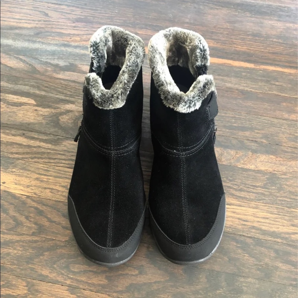 Easy Spirit Eliria Suede Black Ankle Boots 10WW